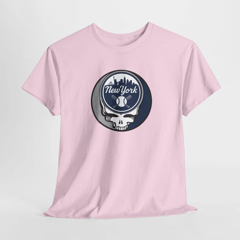 Grateful Dead - Front + Back Print - New York Yankees Classic Stealie / Dancing Bear T-Shirt - MLB - StealieShop